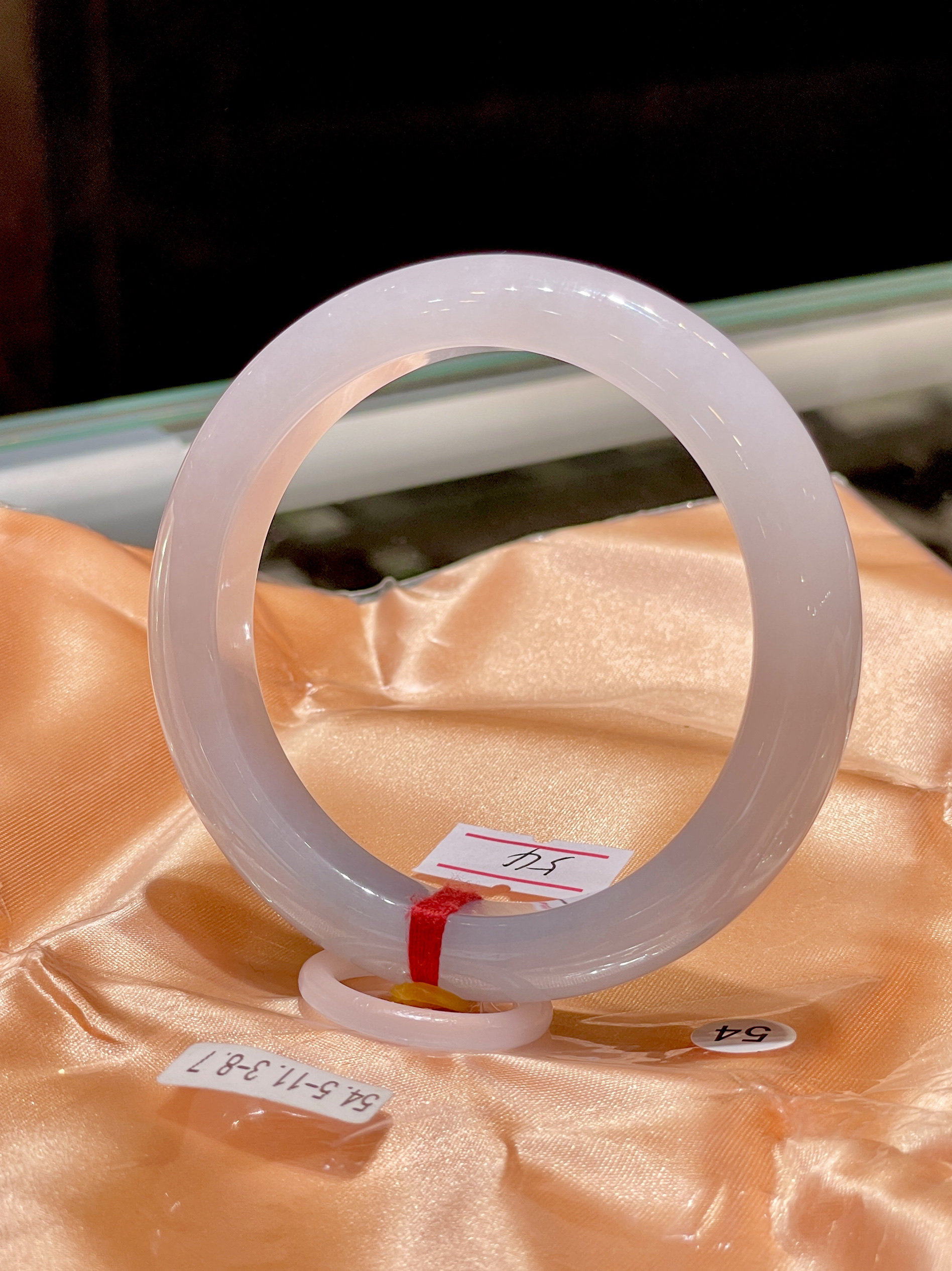 缅甸翡翠a货正品 冰紫色54圈口正圈手镯 上手大方好看时尚百搭款