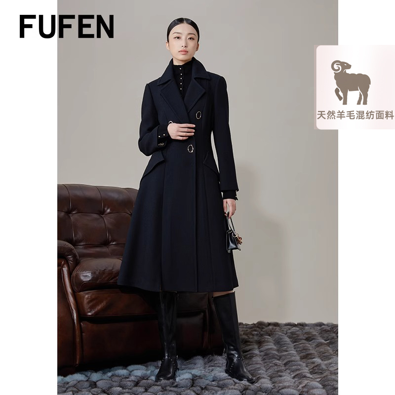 fufen羊毛通勤毛呢外套