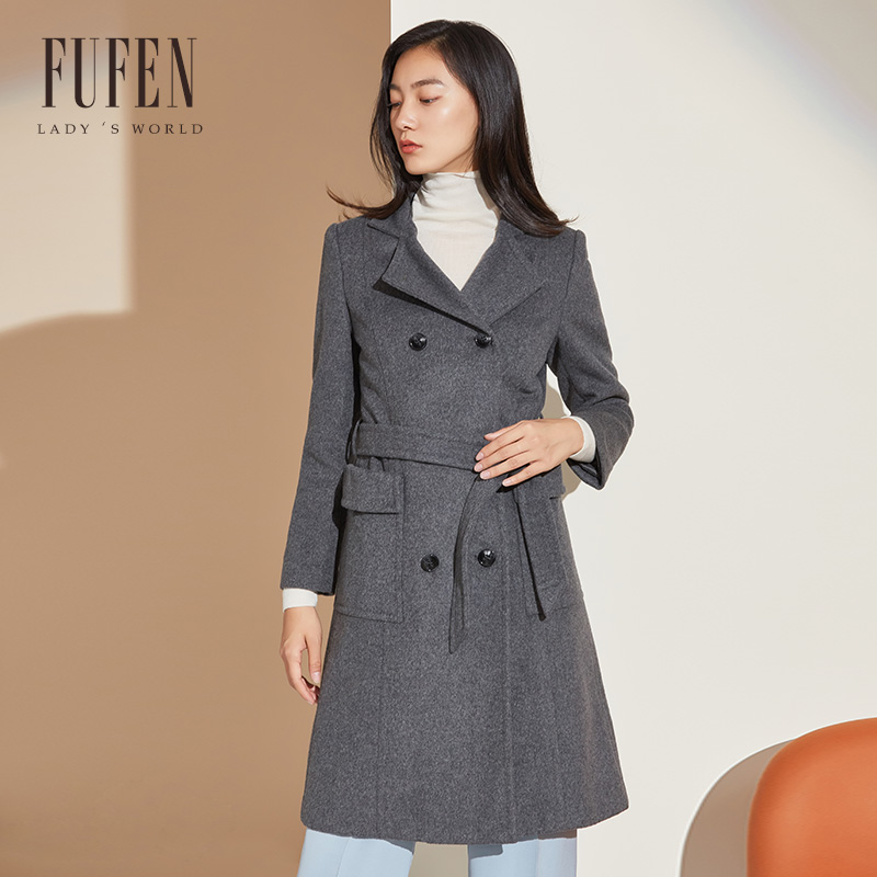 FUFEN福芬秋季新款立领毛呢外套