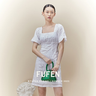 FUFEN福芬2023夏季女士高腰修身连衣裙短袖气质显瘦裙子LY-18641