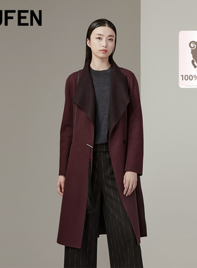 FUFEN福芬新款冬100羊毛外套休闲百搭纯色毛呢大衣女FY-12641