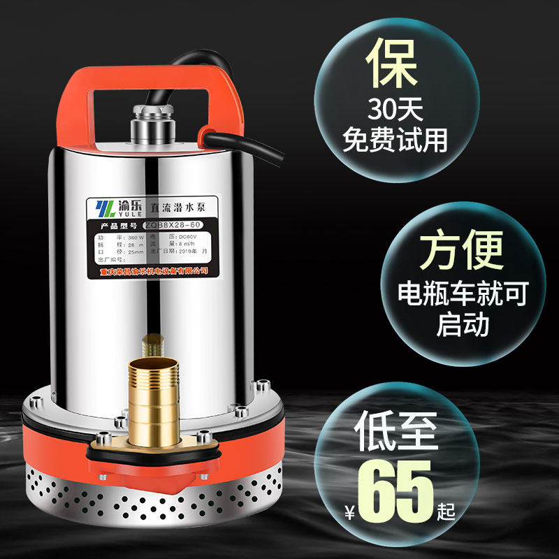 渝乐12直流v潜水泵24v48v60v伏电动车电瓶式小型抽水泵机农用灌溉