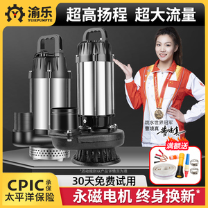 渝乐智能永磁无刷直流潜水泵48V60V72V电动车电瓶式农用抽水泵机