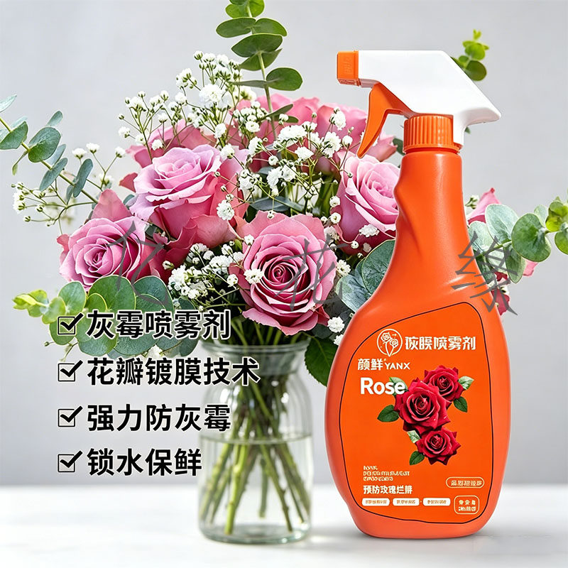 颜鲜玫瑰花保鲜剂鲜花防灰霉克星喷雾花瓣镀膜技术锁水保鲜