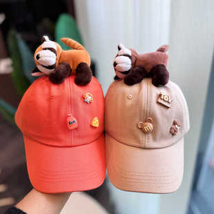 大坏狼设计师款浣熊亲子鸭舌帽动物园可爱装扮棒球帽男女童遮阳帽