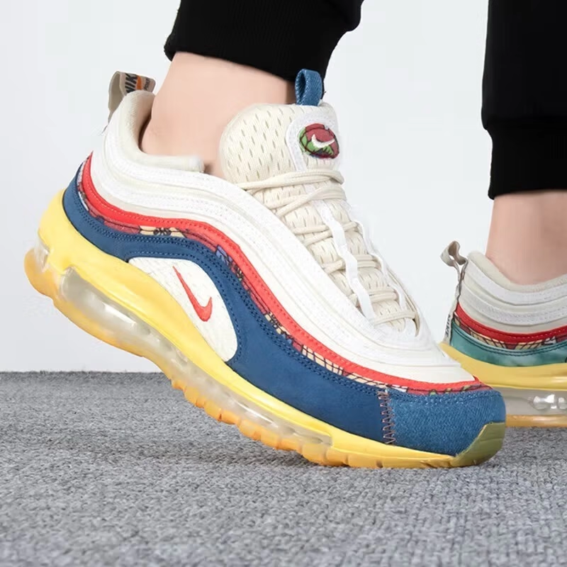 Nike Air Max 97白蓝黄做旧子弹增高气垫跑鞋 DV1486-162