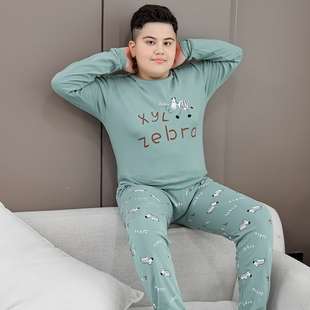 加肥加大男童纯棉线衣保暖内衣中童大童衬衣衬裤胖童秋衣秋裤套装