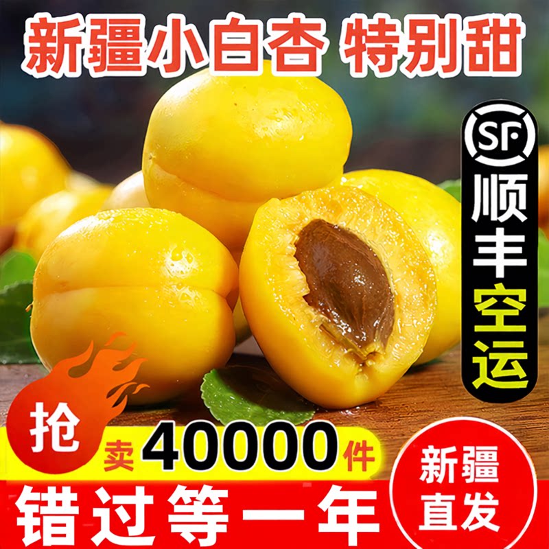 新疆小白杏子轮台小白杏应季新鲜水果精品甜杏3-4斤新疆顺丰空运