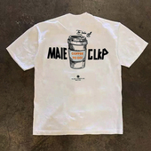 上衣 T恤男女户外潮牌潮流重磅300克半袖 美式 休闲咖啡字母印花短袖