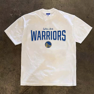 勇士队库里篮球运动训练纯棉短袖T恤美式潮牌重磅300克半袖打底衫