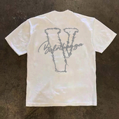 男 T恤休闲户外重磅纯棉小领口280克半袖 美式 潮牌涂鸦字母印花短袖