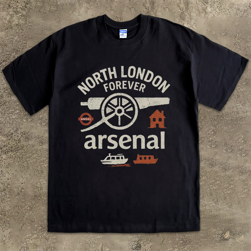 阿森纳球衣足球服运动训练短袖T恤涂鸦潮牌重磅小领口300克半袖男