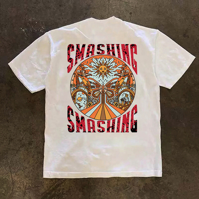 美式复古休闲太阳神印花短袖T恤男女夏潮牌潮流重磅280克纯棉半袖