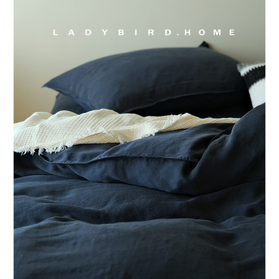 藏青春夏复古80支砂洗做旧兰精天丝高级裸睡凉感莱赛尔凉感四件套