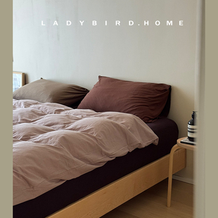 丘山暮冬 烟熏色系早秋纯棉a类软糯针织棉四件套天竺棉裸睡床单