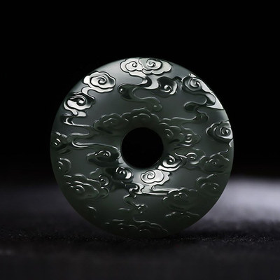 和田玉祥云平安扣吊坠男女士青玉