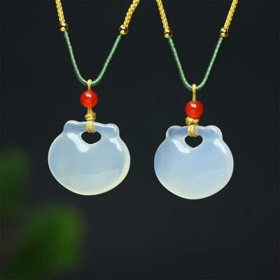 冰种白玉福锁如意锁宝宝儿童玛瑙