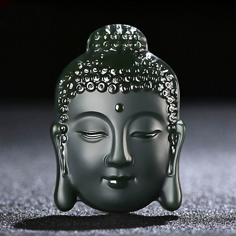 和田玉大日如来吊坠男女士青白玉阿弥陀佛佛头挂件玉坠玉石项链女