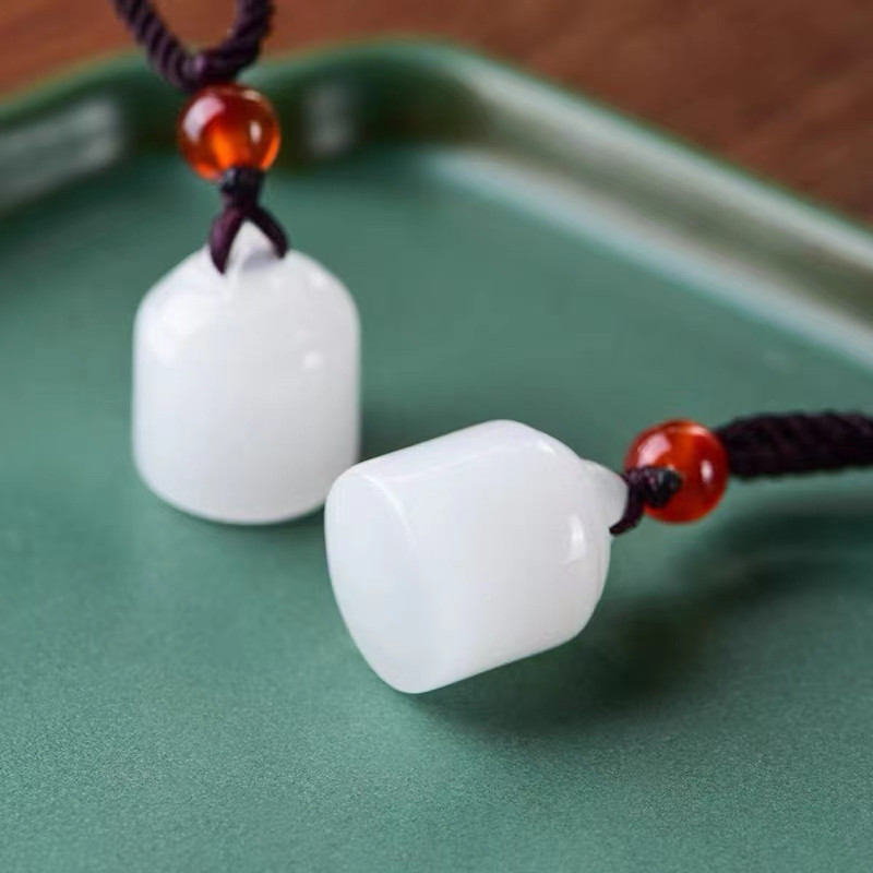 天然新疆白玉称心如意吊坠金丝玉羊脂白玉秤砣项链挂件男女情侣款