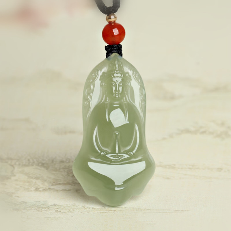 和田玉观音吊坠男青白玉观世音菩萨挂件玉石观音玉佩项坠玉器玉牌