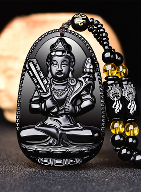 黑曜石本命佛八大守护神吊坠