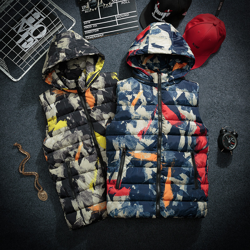 2020 camouflage vest youth Winter hooded camouflage vest large waistcoat for male couple