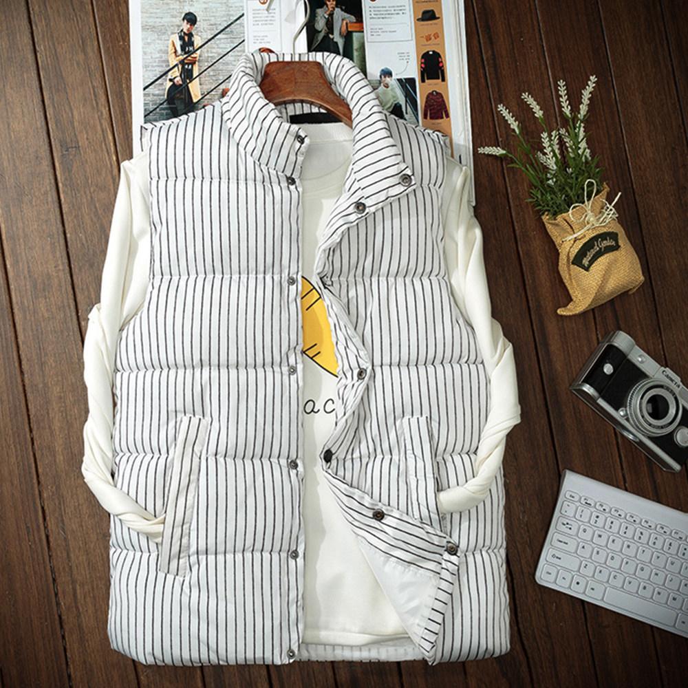 Waistcoat men's new style in autumn and winter wear striped shoulder fashionable casual cotton Vest Jacket