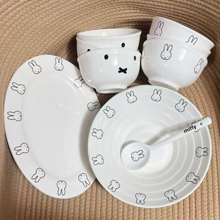 日式可爱米菲兔家用餐具特别好看的高级碗泡面碗套装陶瓷米饭碗