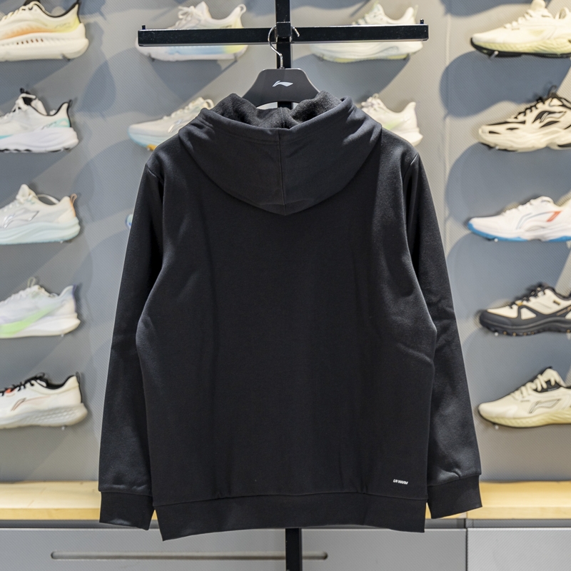 李宁男子连帽加绒保暖套头卫衣