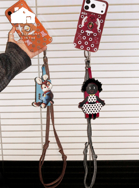 REhi 好朋友挂绳卡包 原创PU趣味卡包多功能轻便小巧卡套便携式