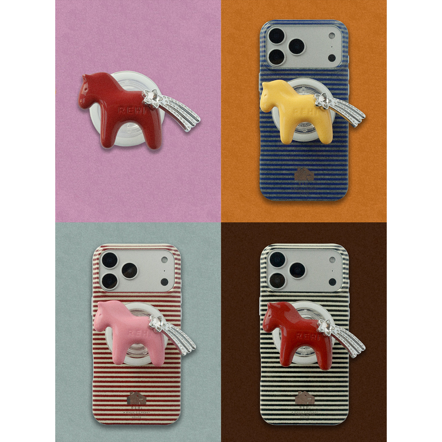 REHi「星光小马」磁吸手机壳 立体小马镶嵌五金 iPhone适