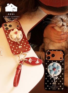 REhi 瓢虫花花磁吸手机壳 原创立体花磁吸支架双层IMD高亮面磁吸壳iPhone17ProMax