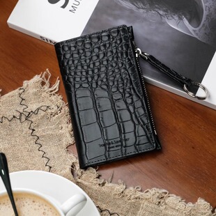 韩国代购东大门BUCKSLEATHER真皮卡包拉链新款牛皮零钱包女纹理包