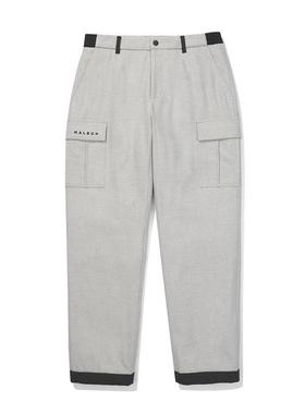 代购MALBON GOLF男士工装裤保暖耐磨防风保暖内衬浅灰色混纺面料