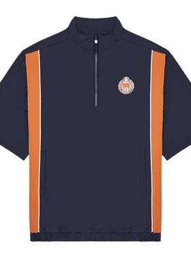 代购MALBON GOLF男士运动夹克防风轻便透气保暖深蓝色橙色拼接