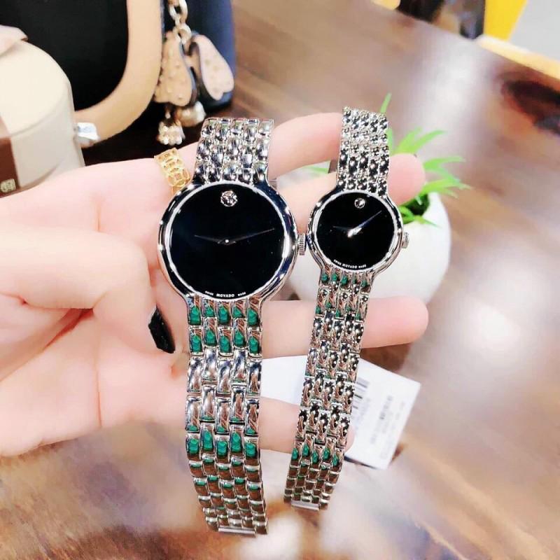 正品代购MOVADO 摩凡陀经典系列银黑钢带情侣男女潮流手表0606337
