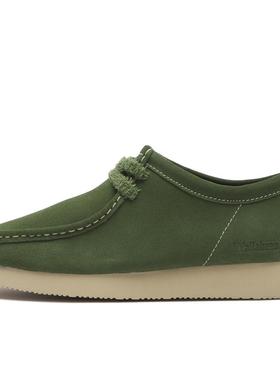 代购clarks男士Wallabee透气耐磨轻便舒适绿色麂皮系带VIBRAM底