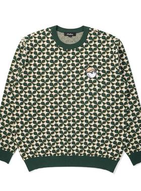 代购MALBON GOLF女士毛衣保暖透气混纺绿色日常秋冬针织爆款复古