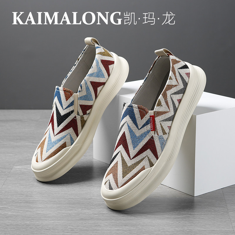 凯玛龙一脚蹬高档布鞋男款2025新款男士休闲鞋小众潮牌高级感板鞋
