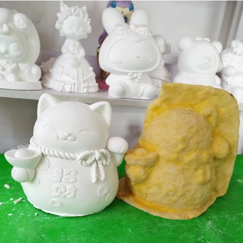 招财猫石膏 乳胶模具 高18cm宽18cm 存钱罐石膏娃娃模具 夜市摆摊
