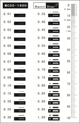 MC05-1900 Hann Star点线规(0.01-1.0) 菲林尺(0.2) 污点卡可开票