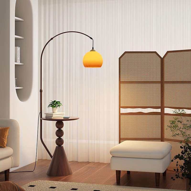 美式复古落地灯置物架一体客厅沙发旁感中古卧室氛围立式台灯