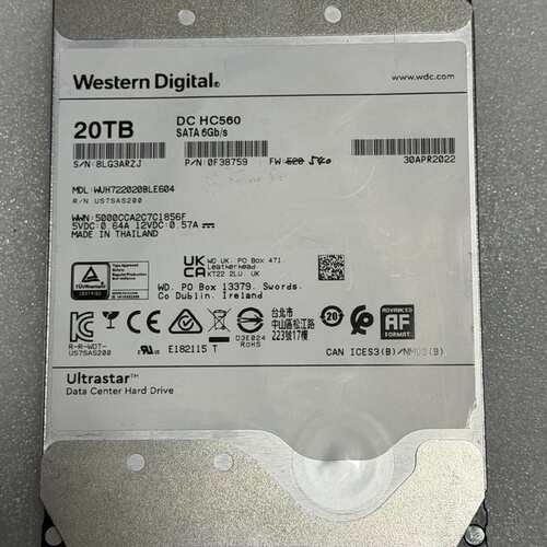 议价WD 20T SATA HC560可维修