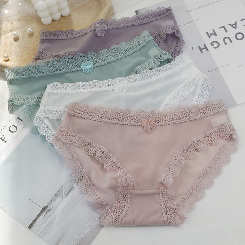 女士内裤蕾丝性感学生韩版女生透明火辣三角裤冰丝少女美女低腰裤