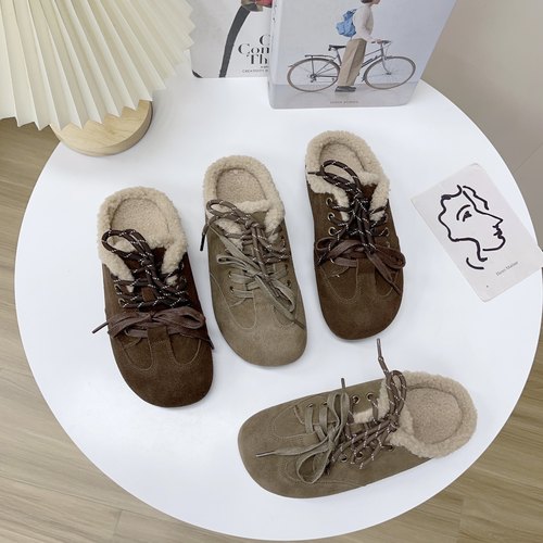 毛毛鞋加绒保暖一脚蹬勃肯拖