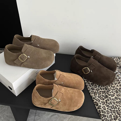 一脚蹬内增高厚底真皮牛皮百搭