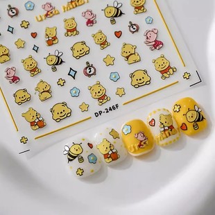 小熊噗噗维尼熊美甲贴纸蜂蜜ins风儿童童趣diy水杯笔杆相机装饰贴