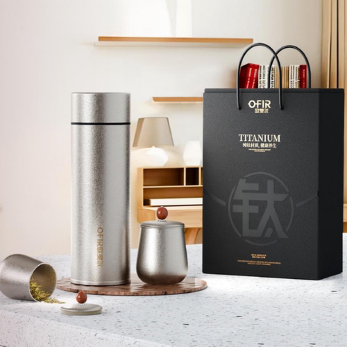 欧斐尔OFR202-480锦图钛杯套装杯体采用钛材质480ml保温水杯礼品