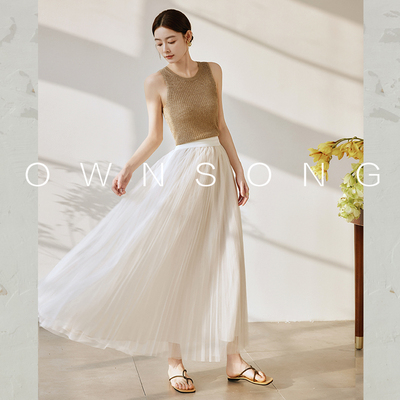 OWNSONG重工白色网纱半身裙