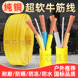 国标纯铜超强软线RVV电缆线2/3芯1/2.5/6平方无氧铜室外防冻电线